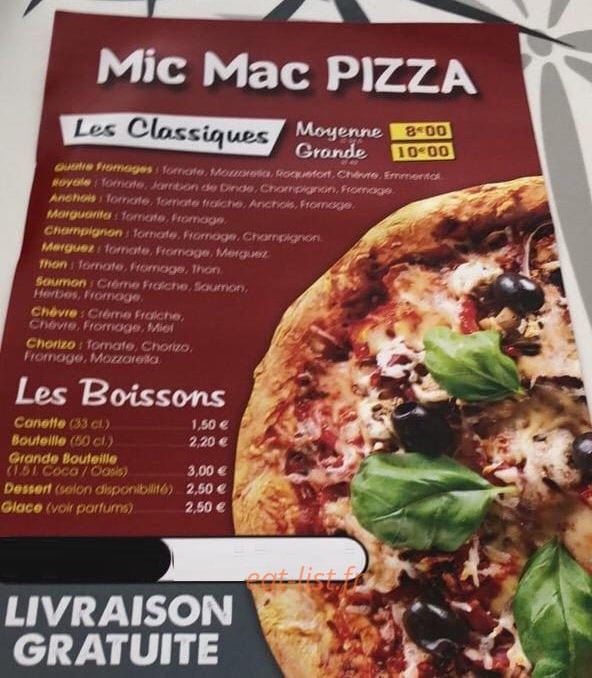 Mic-Mac Pizza — carte page 2