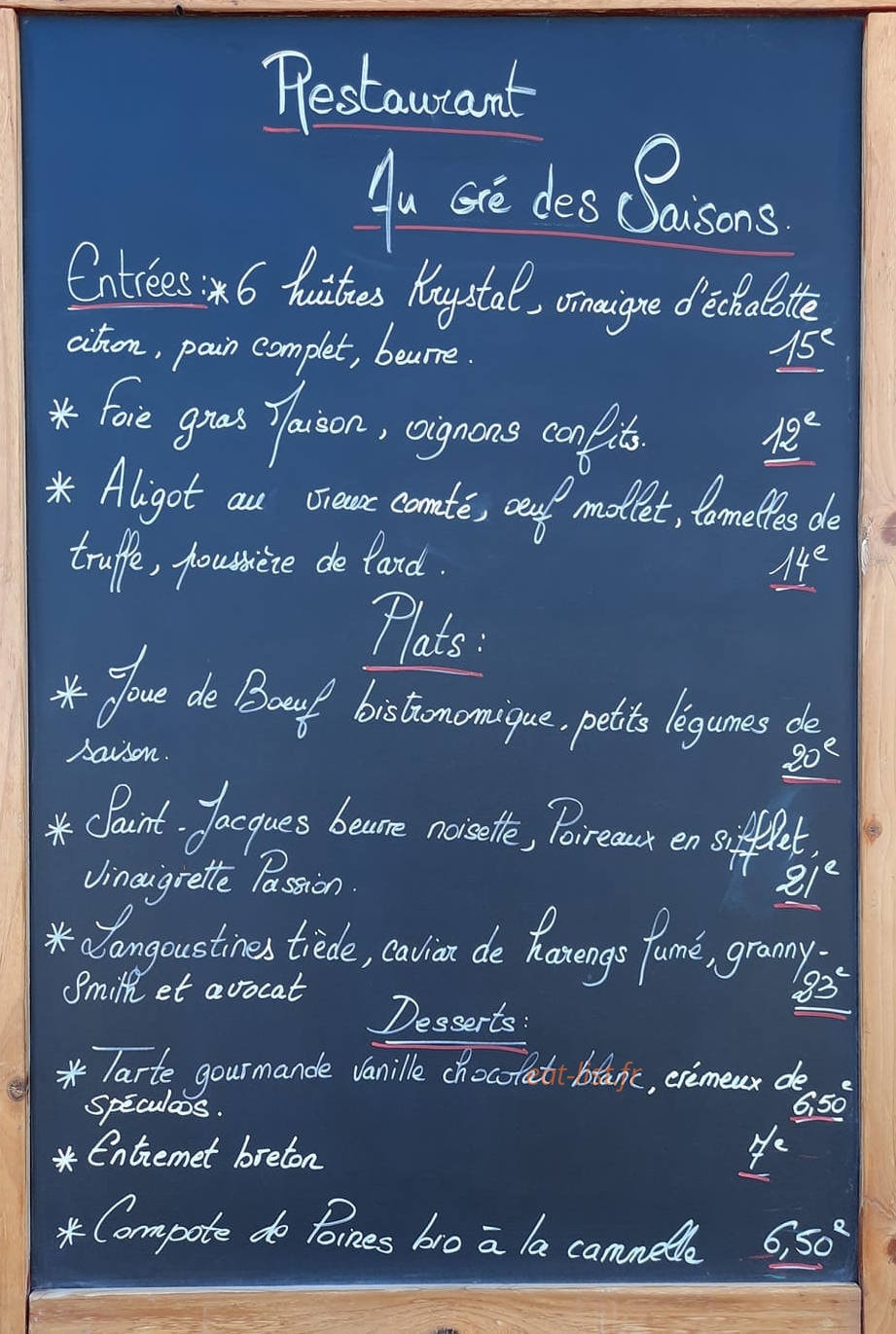Au gré des saisons — carte page 1