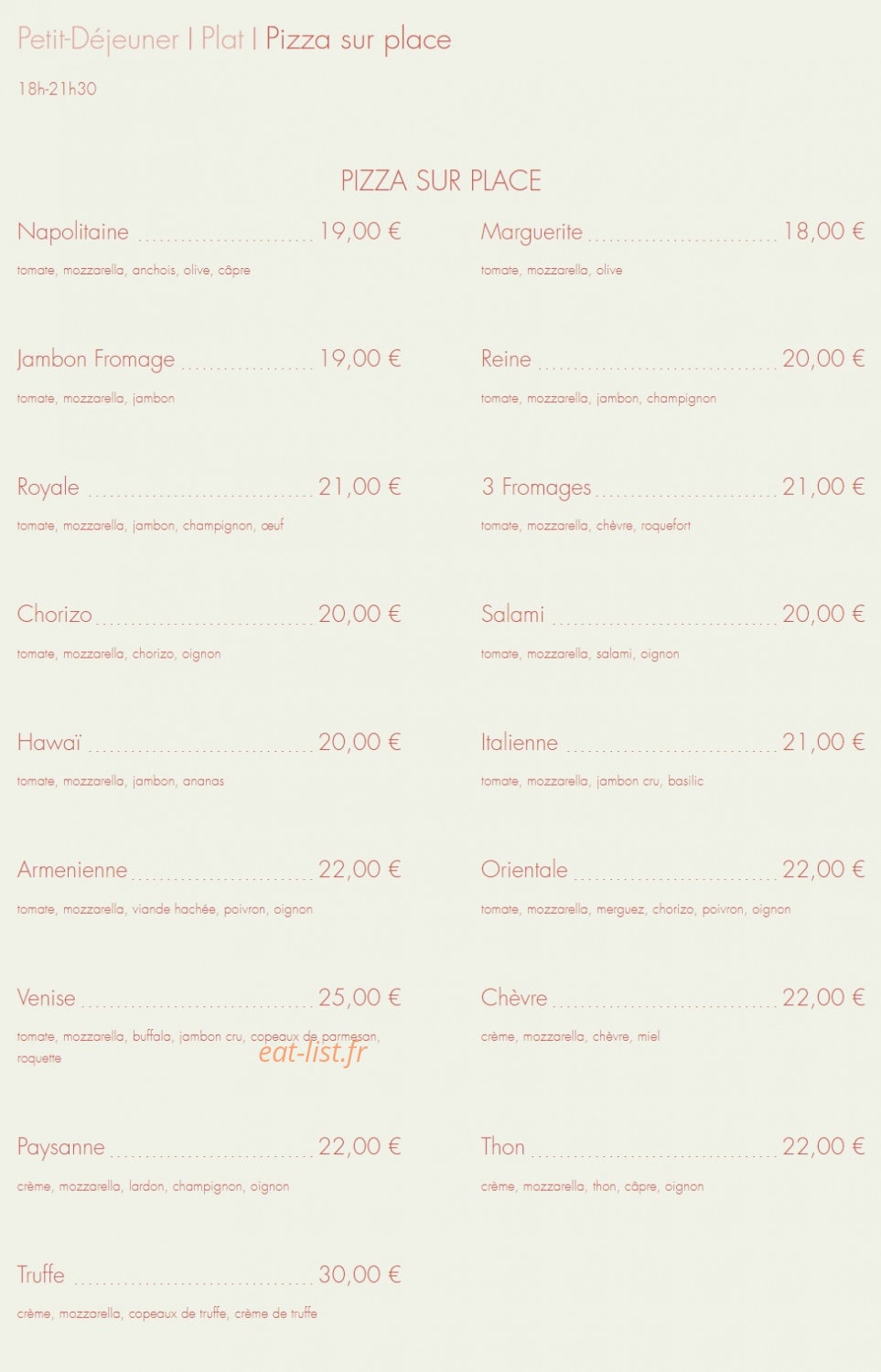 Café Flora — carte page 3