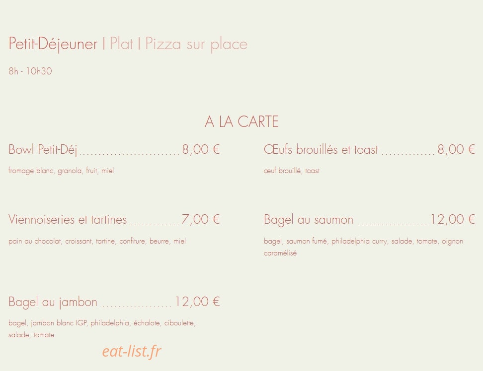 Café Flora — carte page 1