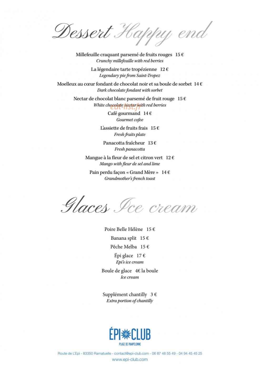 Epi Club — carte page 4