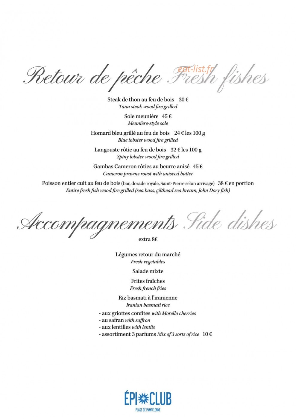 Epi Club — carte page 3