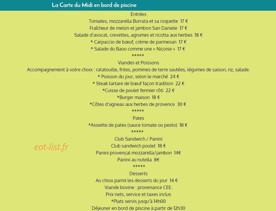 Hostellerie le baou — carte page 5
