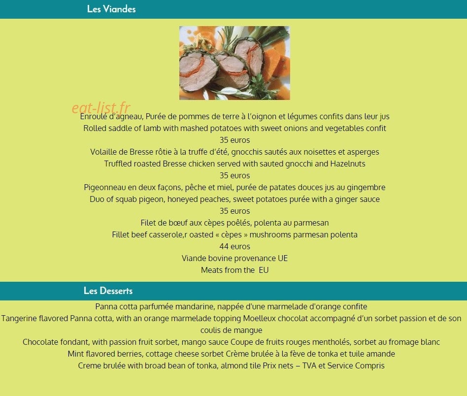 Hostellerie le baou — carte page 2