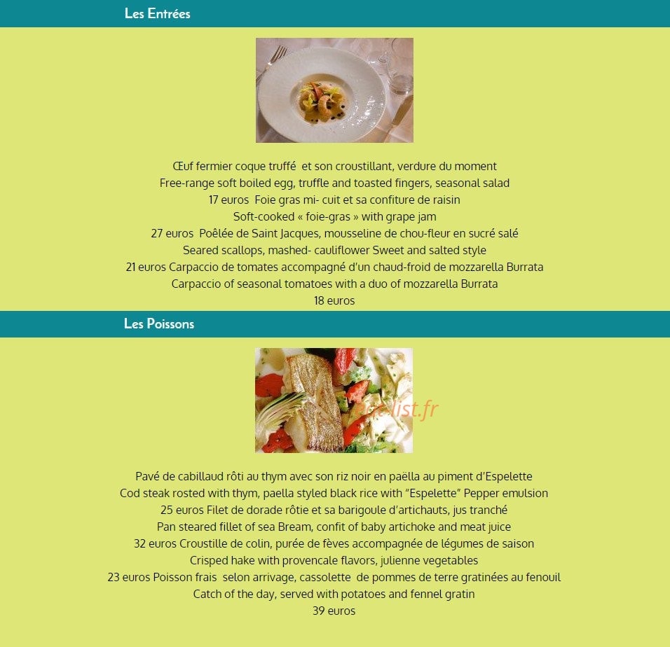 Hostellerie le baou — carte page 1