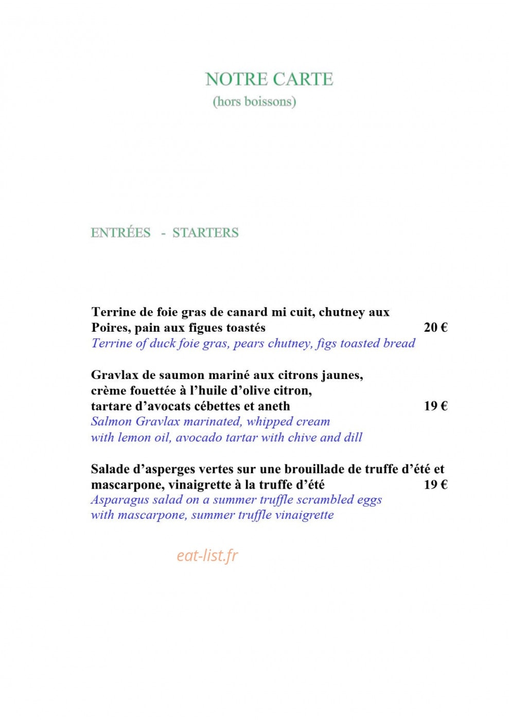 L'Écurie Du Castellas — carte page 1