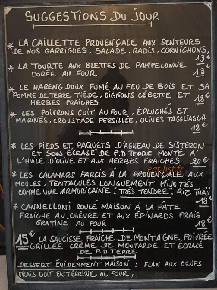 Saveurs Sincères — carte page 1