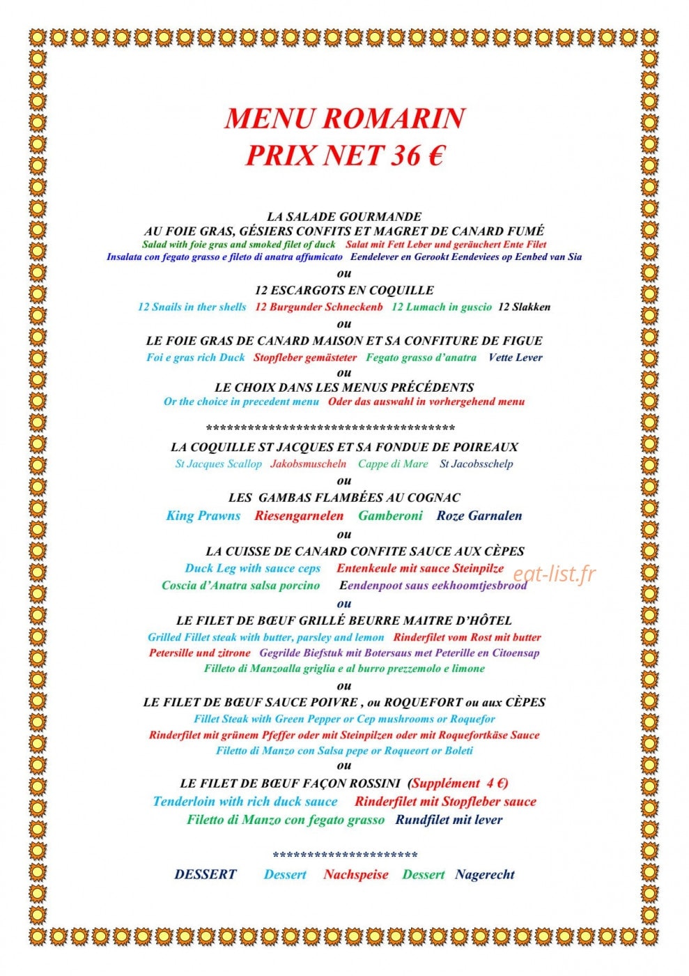 La Petite Auberge — carte page 3