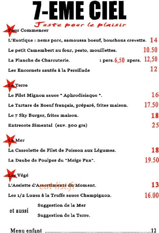 Le 7ème Ciel — carte page 1