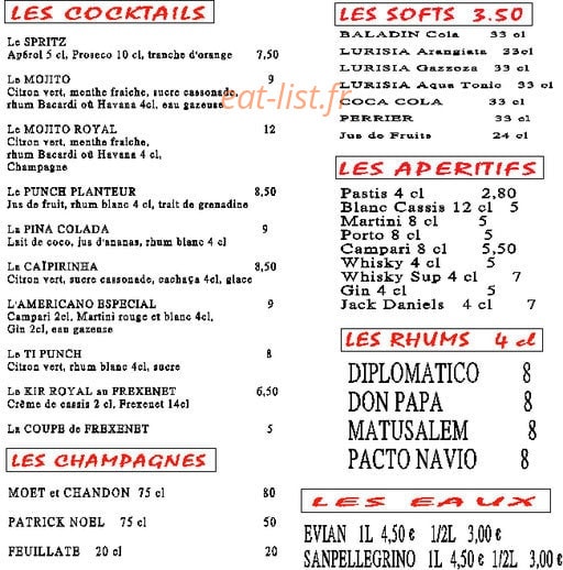 Le 7ème Ciel — carte page 4