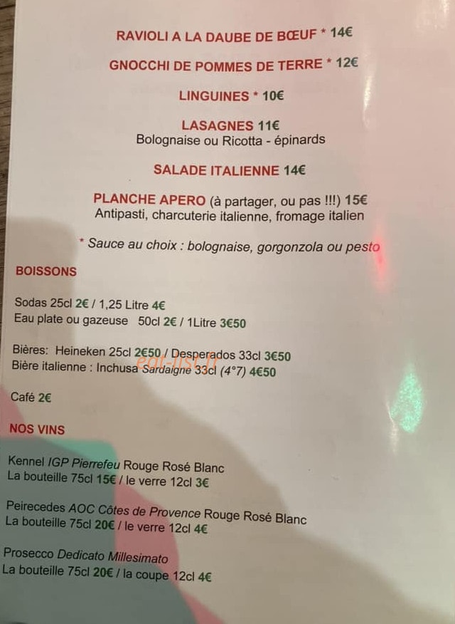 Itali’AS Ristorante — carte page 4