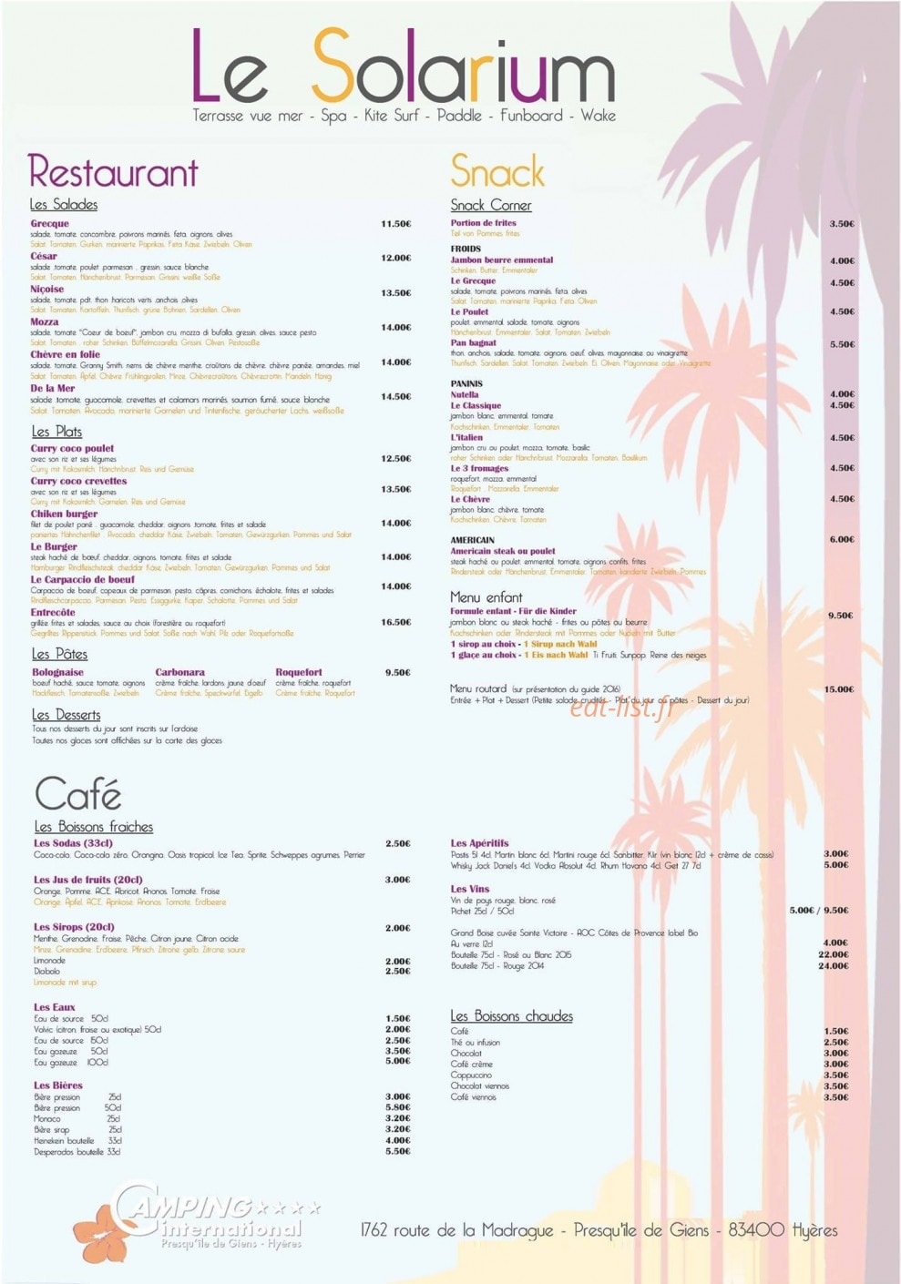 Le Solarium — carte page 1