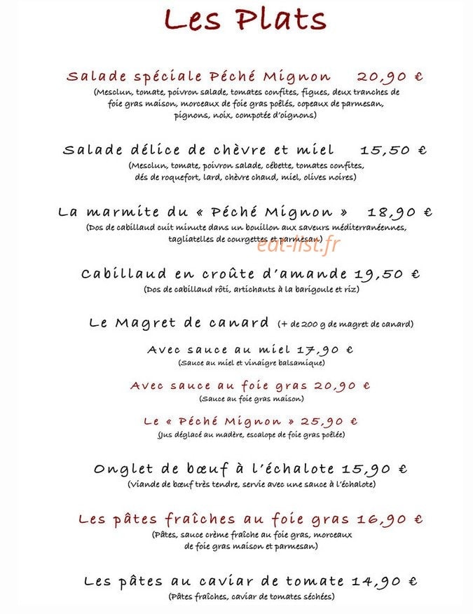 Au Péché Mignon — carte page 4