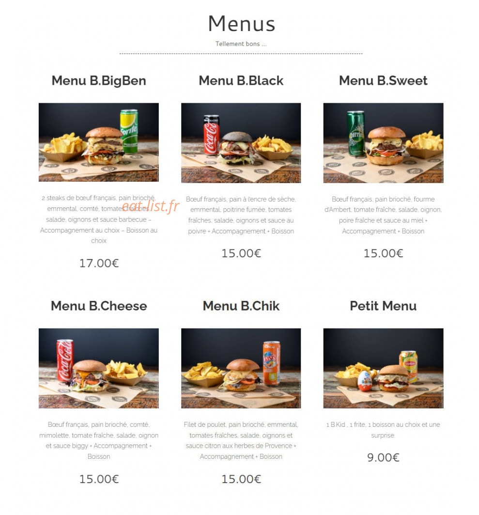 BenBurger — carte page 1