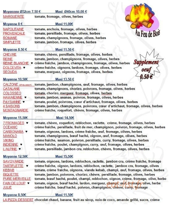 Gogo Pizza — carte page 1