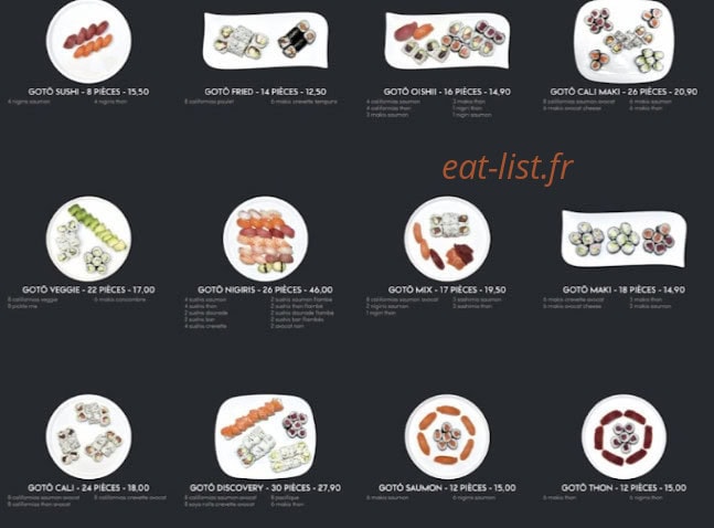 Carte et menu de Gotosushi à Hyeres — Gotô