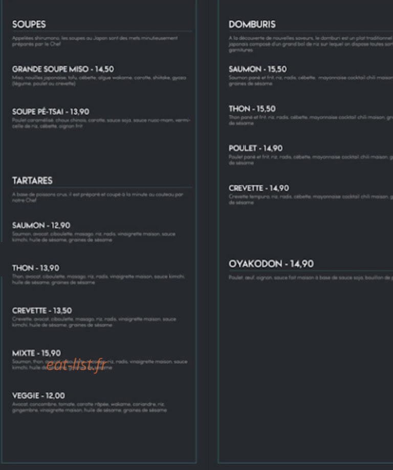 Carte et menu de Gotosushi à Hyeres — Les soupes