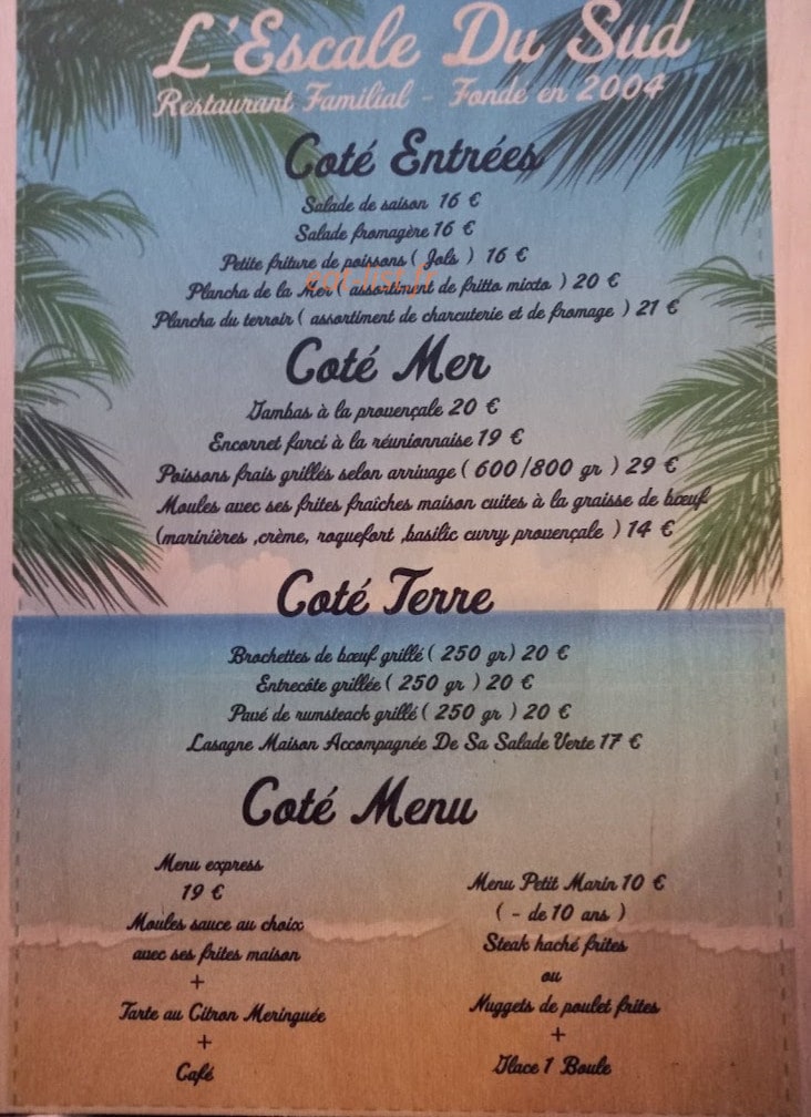 L Escale Du Sud — carte page 1
