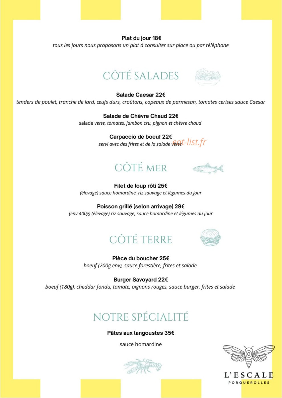 L'Escale Porquerolles — carte page 1
