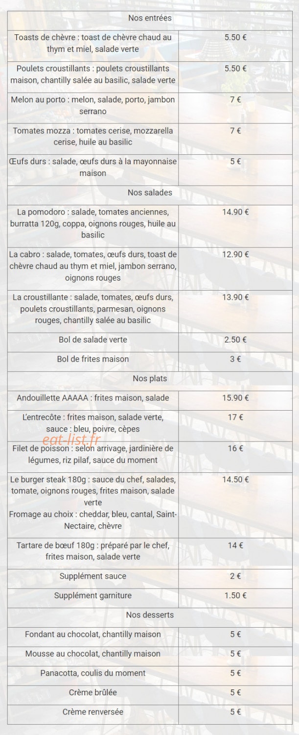 La Crèma'Hyères — carte page 1