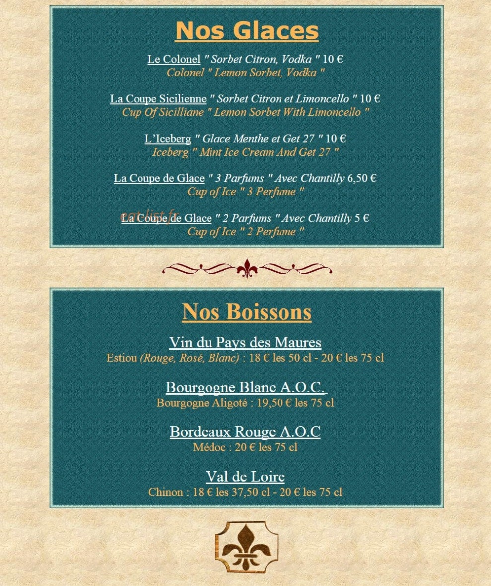 La Taverne Royale — carte page 4