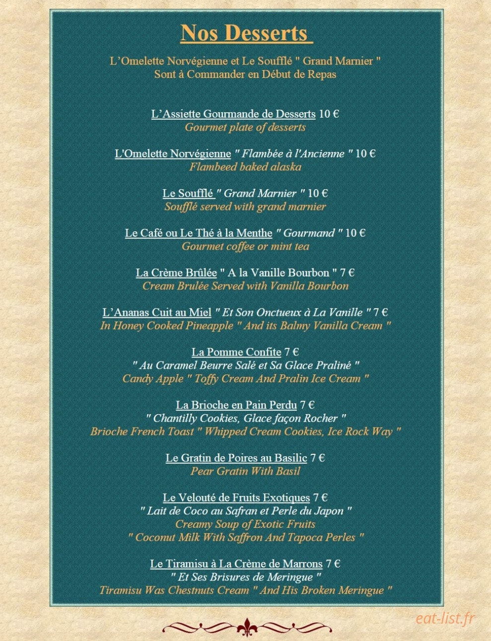 La Taverne Royale — carte page 3