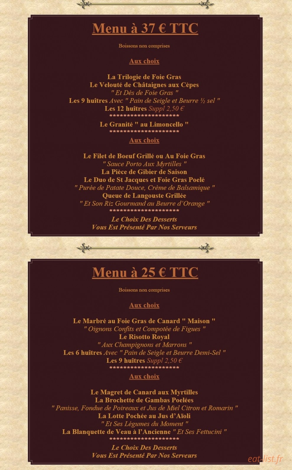 La Taverne Royale — carte page 6