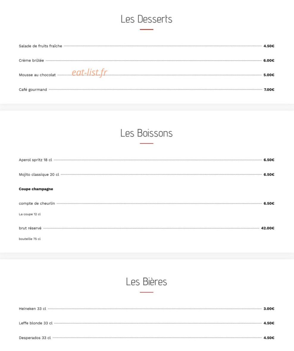 Le Bistrot du Bœuf Bio — carte page 2