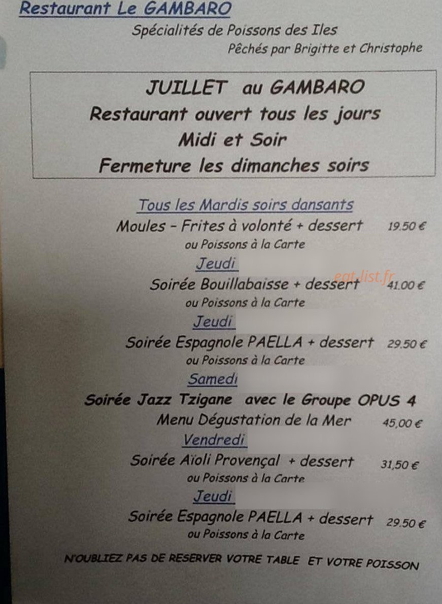 Le Gambaro — carte page 1