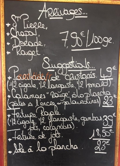 Carte et menu de Le Grand Baie à Hyeres — Exemple de menu
