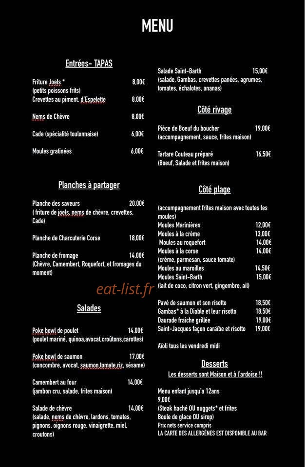 Le Saint Barth — carte page 1