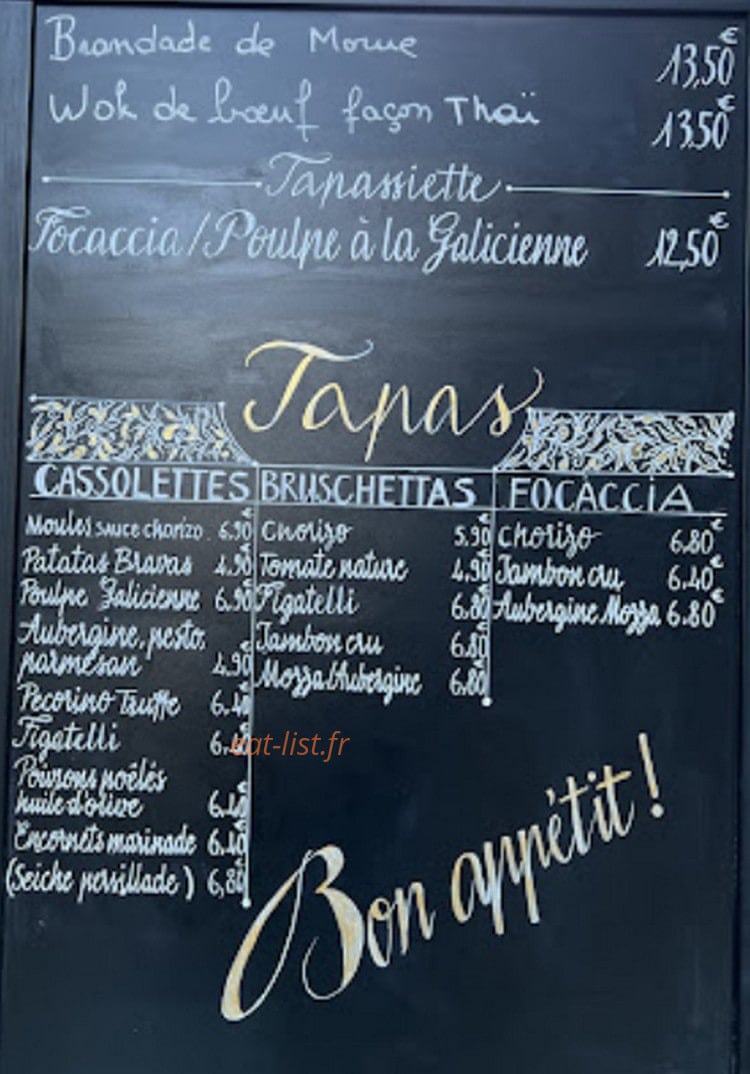 Le Tapassiette — carte page 1