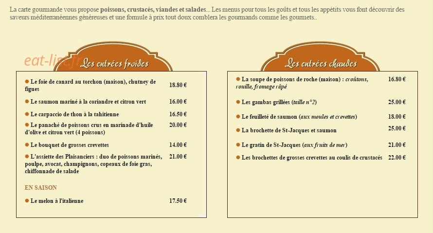 Les Plaisanciers — carte page 1