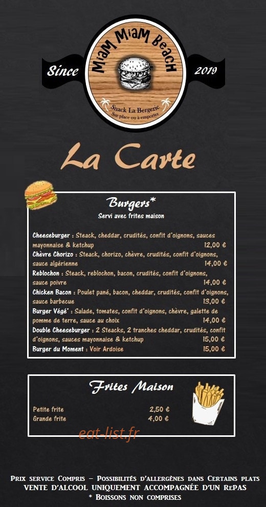 Miam Miam Beach — carte page 1