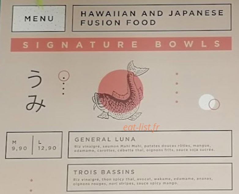 Moana Poke House — carte page 1