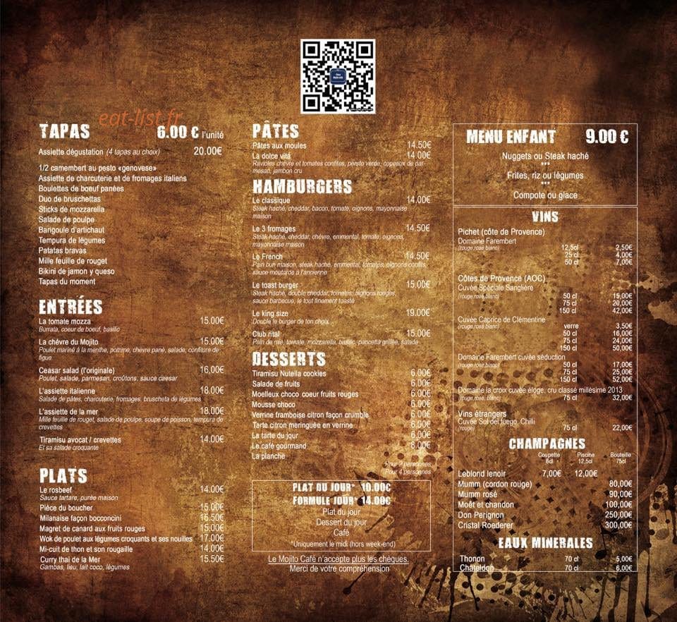 Mojito Café — carte page 1