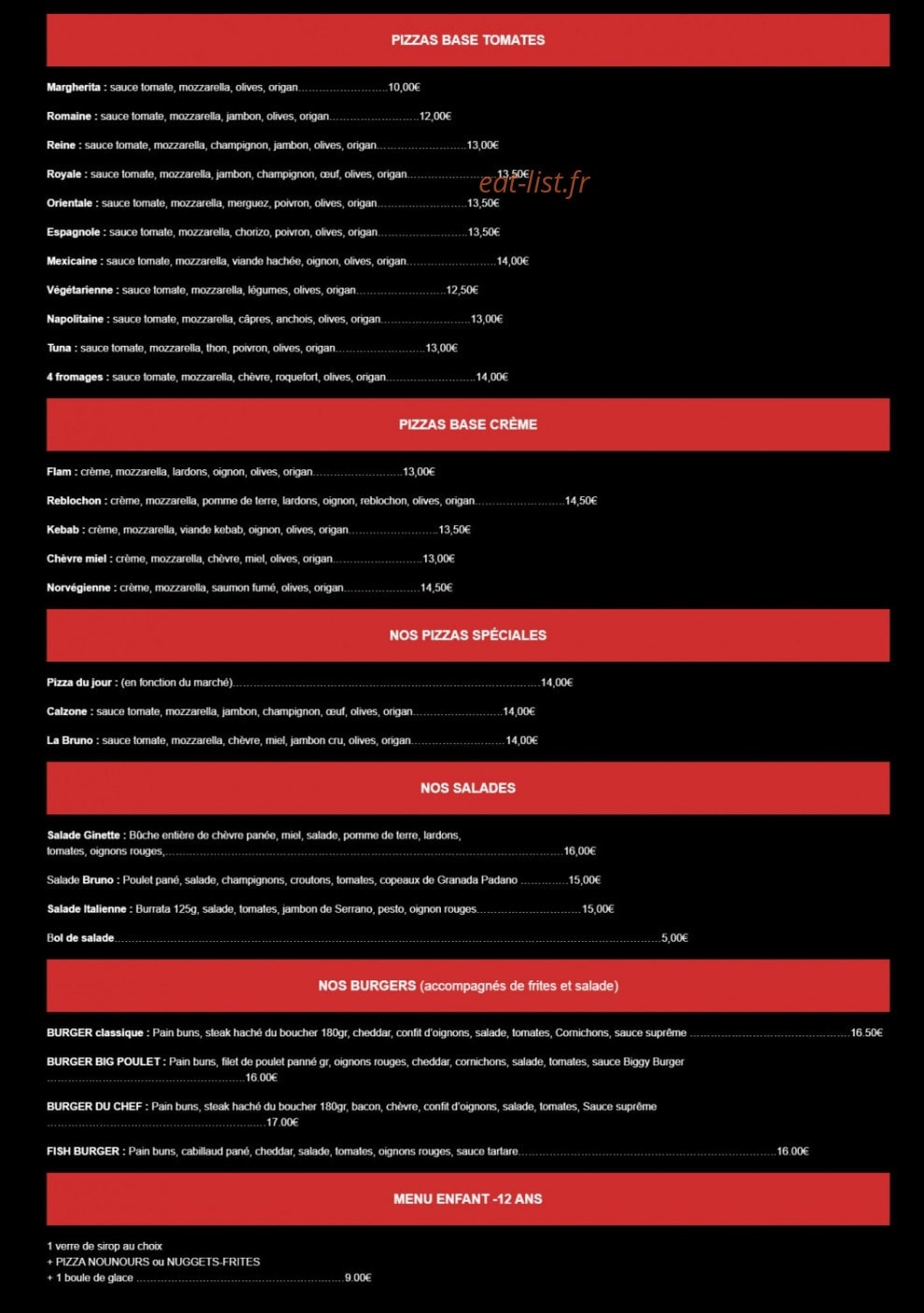 Pizza Bruno Les 3 Îles — carte page 1