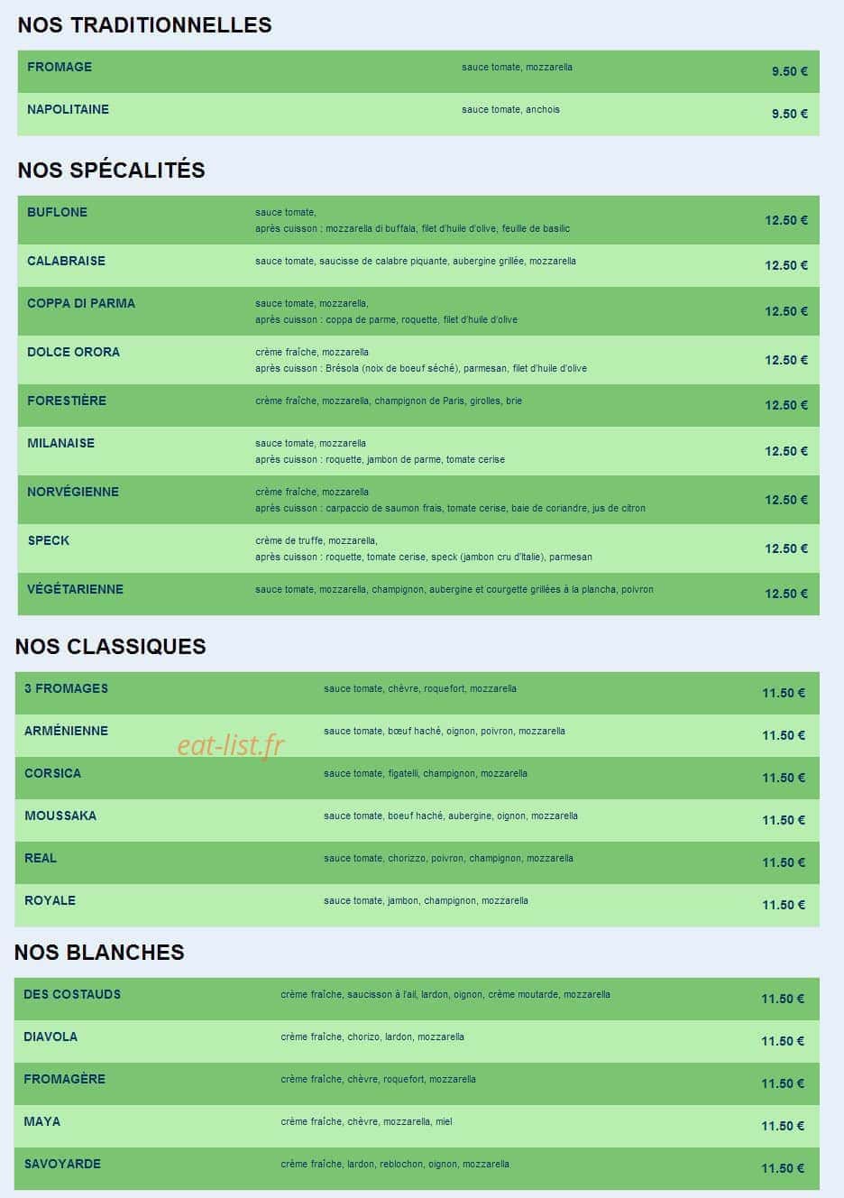 Pizza Labio — carte page 1