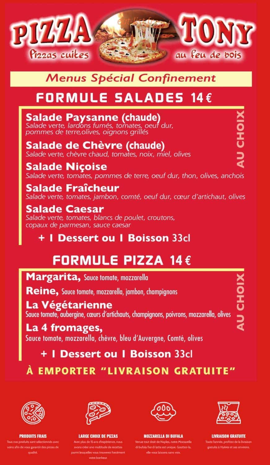 Pizza Tony à Hyeres - menu et photos