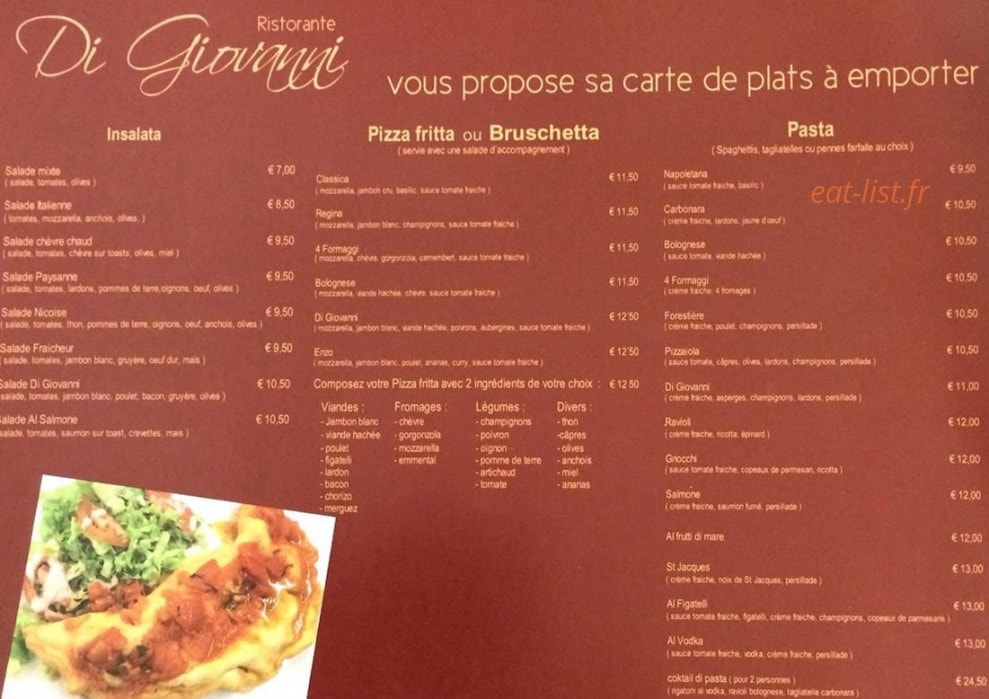 Ristaurante Di Giovanni — carte page 1