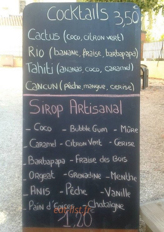 Snack de la Vallée — carte page 1