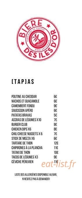 Taproom "Bière des iles d'or" — carte page 1