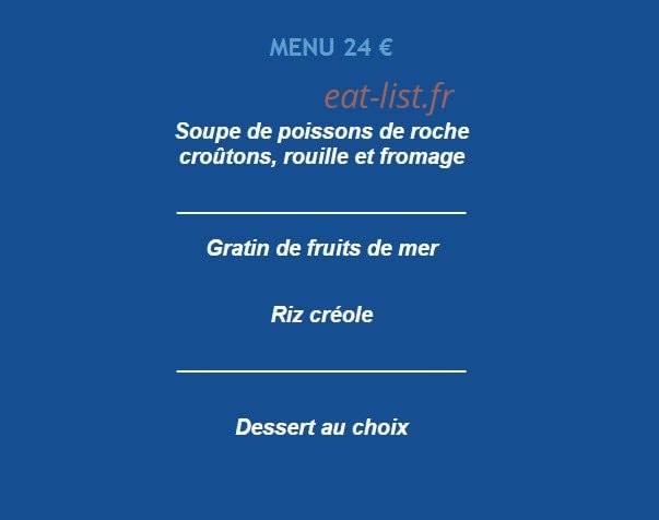 Carte et menu de La Frégate à Les Salins d'Hyeres — Le menu à 24€