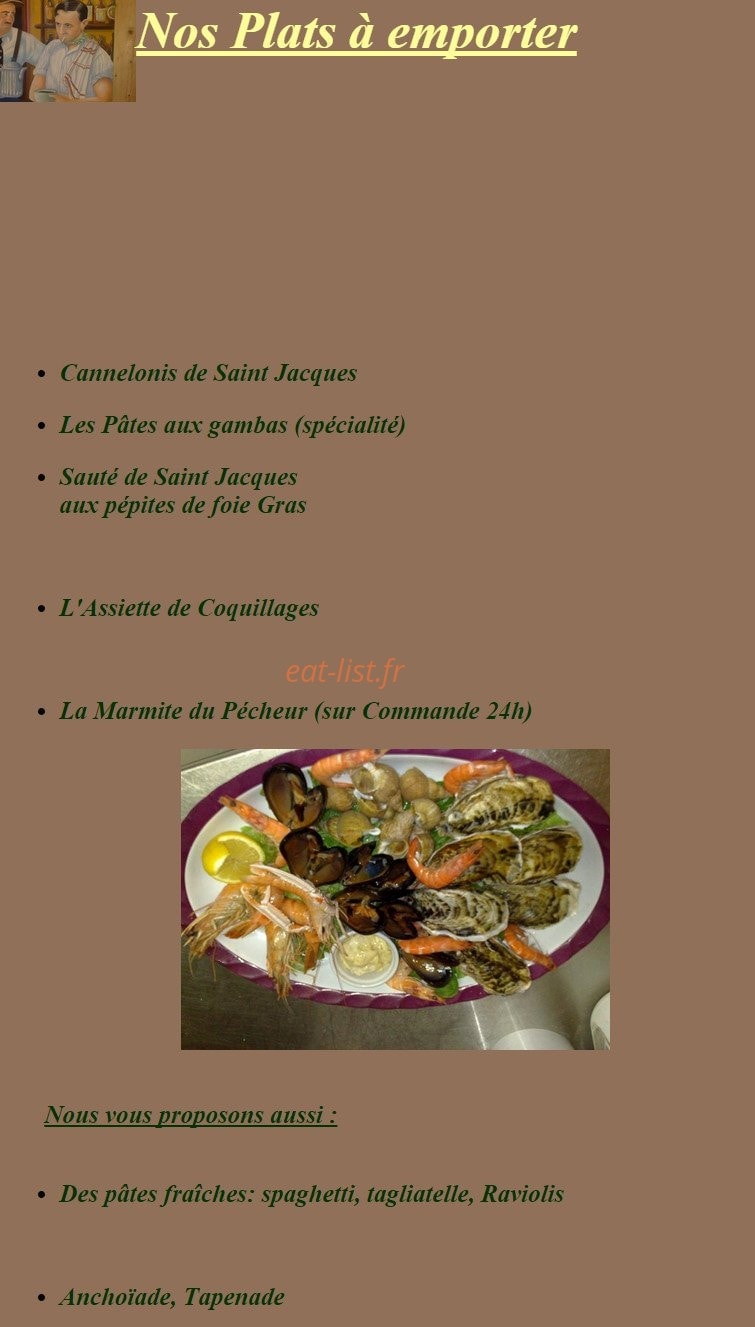 Carte et menu de Le Pique Bouffique à Les Salins d'Hyeres — Les plats à emporter