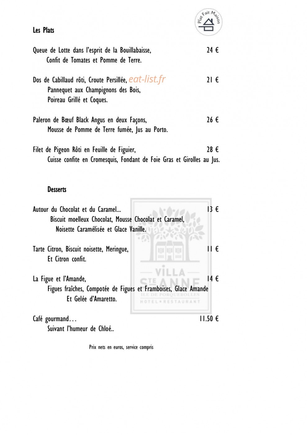 Villa Sainte Anne — carte page 2