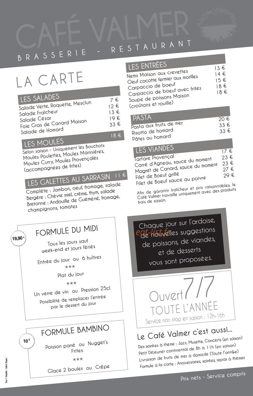 Café Valmer — carte page 2