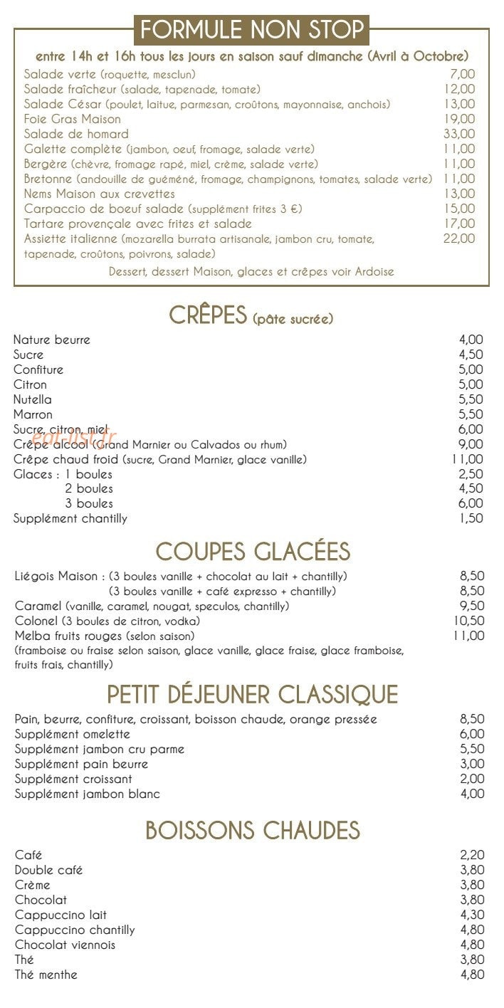 Café Valmer — carte page 3