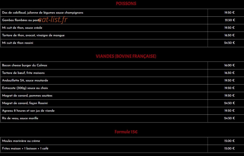 Calmos cafe — carte page 2