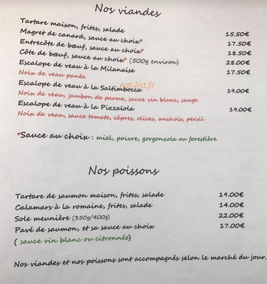Carte et menu de Il Forno à La Croix Valmer — Les viandes et poissons
