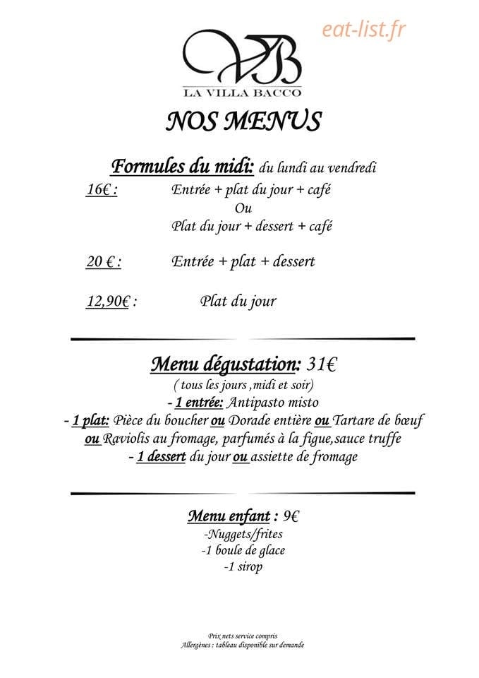 La villa bacco — carte page 1